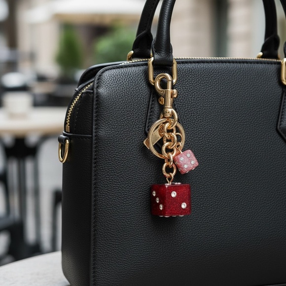 •Roll the Glam• Colorful Sparkle Dice Game Bag Charm - Picture 2 of 3